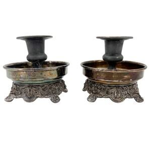 vintage pair Sheridan silver-plated Candlestick Taper Candle Holders art nouveau